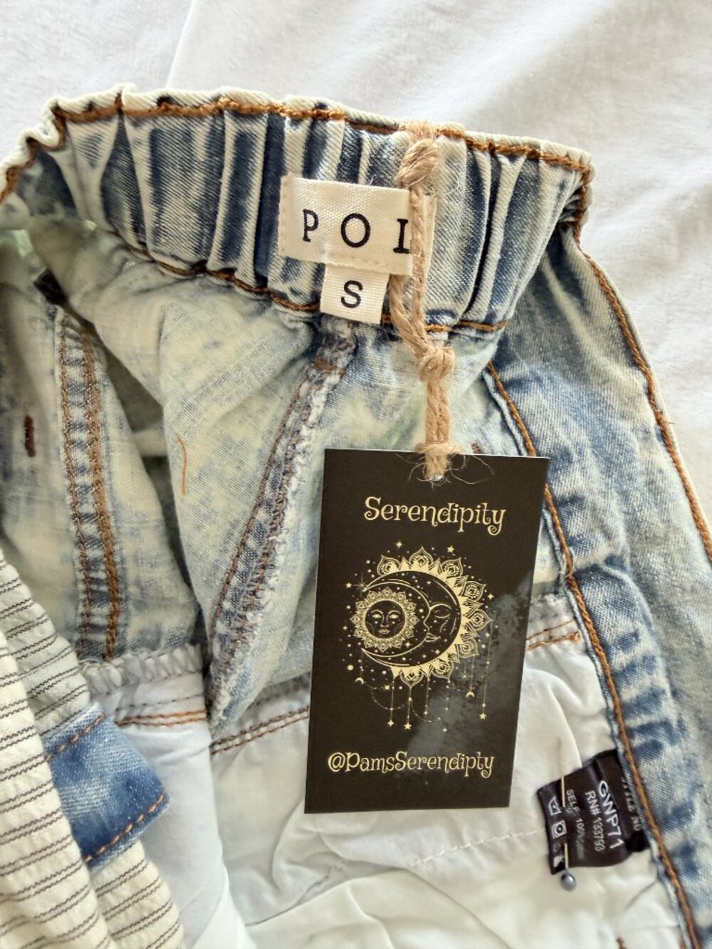 POL Boho Vintage 70s Floral Flower Patch Baggy Flowy Wide Leg Denim Jeans NWT - Picture 11 of 13